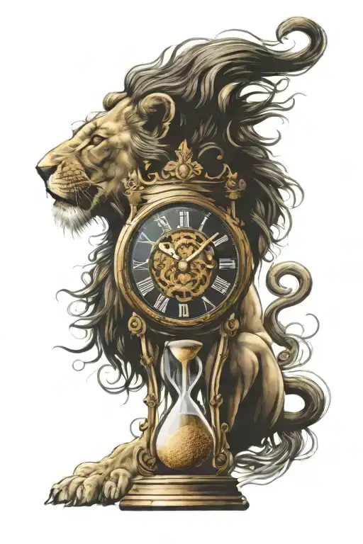 Lion Clock Hourglass Future Belongs 2 Those