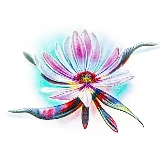 A Indian Paintbrush Flower With The Petals Turning Into Crow Feathers