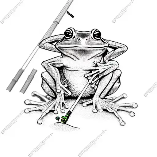 Frog With Fishing Pool