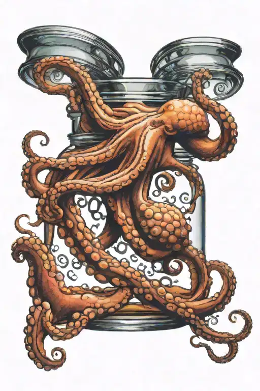 Octopus Coming Out Of Jar