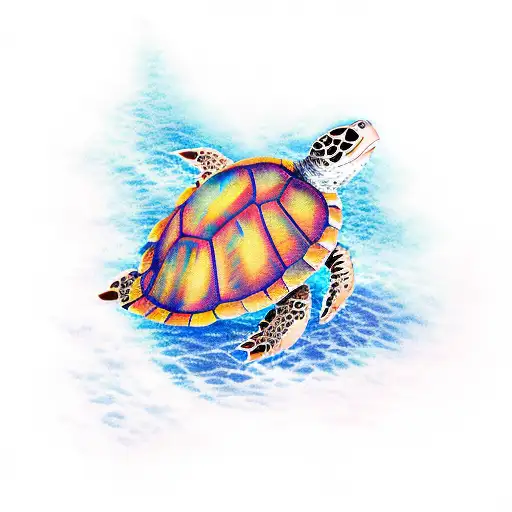 Sea Turtle Among Corals And Algae