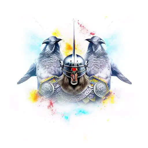 Viking Warrior And Raven