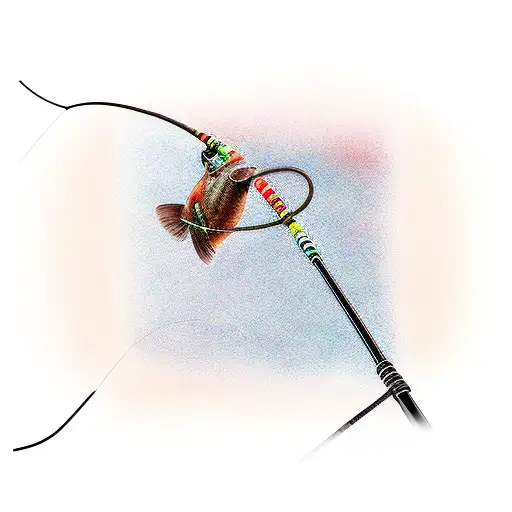 Fly Fishing Rod With Man Pulling The Line