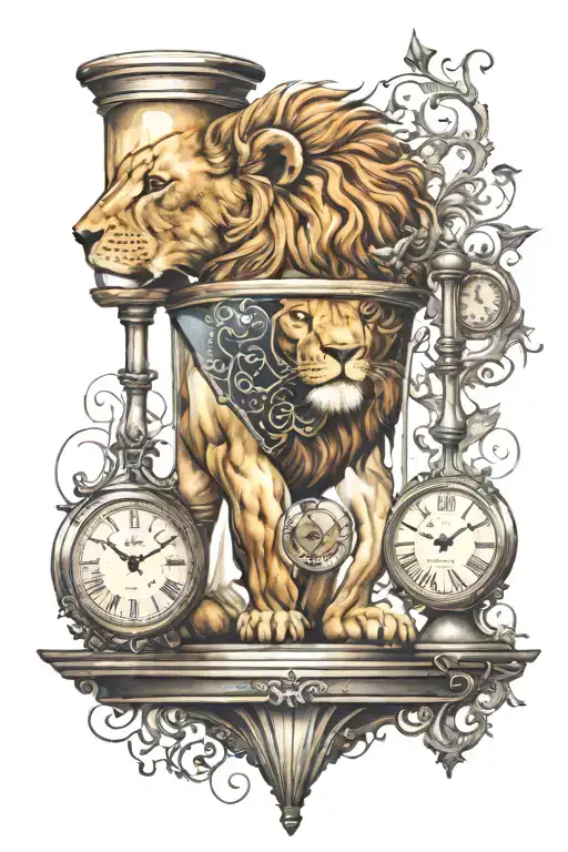 Lion Hourglass Clock Embedded