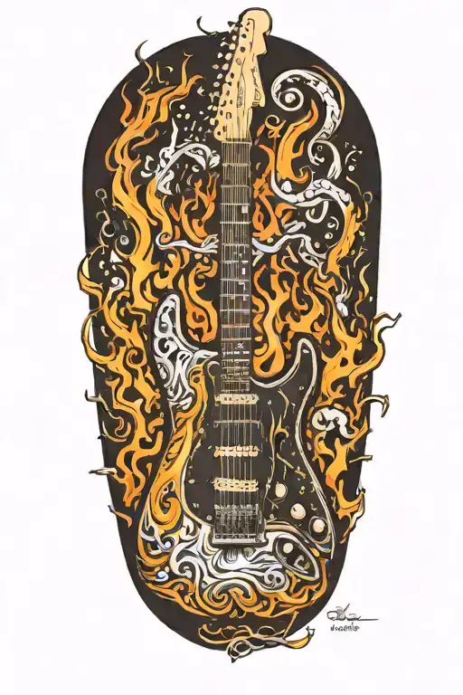 Stratocaster Guitar Fire Flames