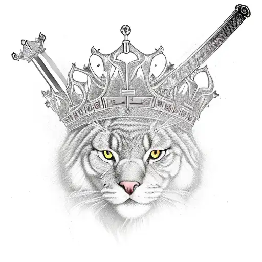 A Sword With A Red Fur Coat And A Crown