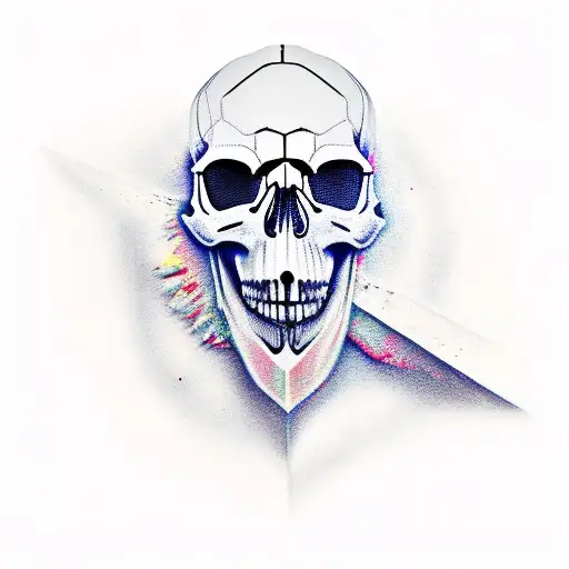 Skull Coming Out Of Crescent