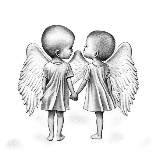 Baby Brother And Sister Angels Holding Hands
