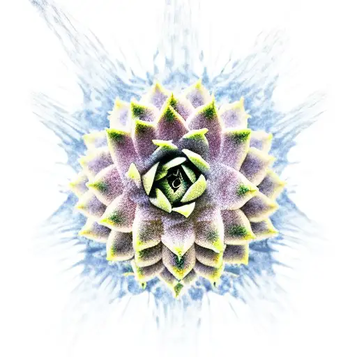 Sempervivum In An Drop Of Water