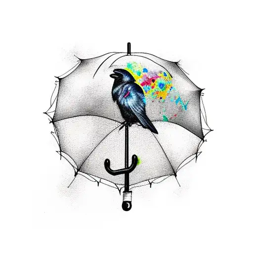 Raven Holding Umbrella