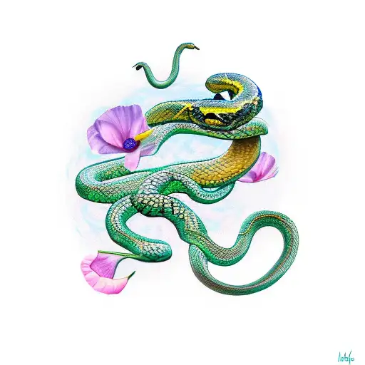 Snake With Poppy