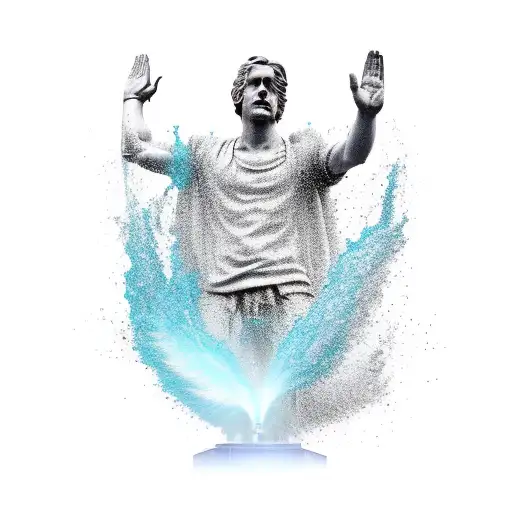 Statue Of A Man Saluting In The Middle Of A Fountain Who Has A Blue Bird On His Shoulder