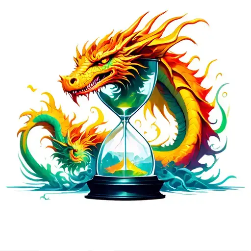 Hour Glass With A Dragon