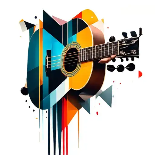 Accoustic Guitar Geometric Unique Tattoo Design For Arm