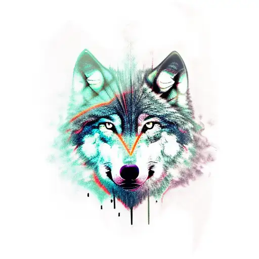 Wolf Face With Misty Forest