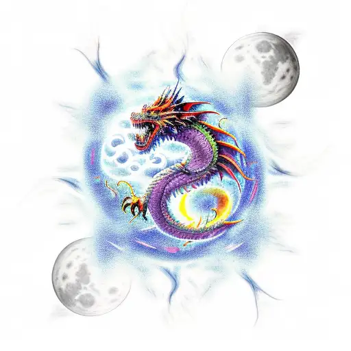 Phases Of The Moon Intercepted With The Brightness Of Dragon Fire