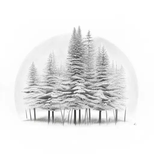 Drawing Tools Forming A Forest Landscape