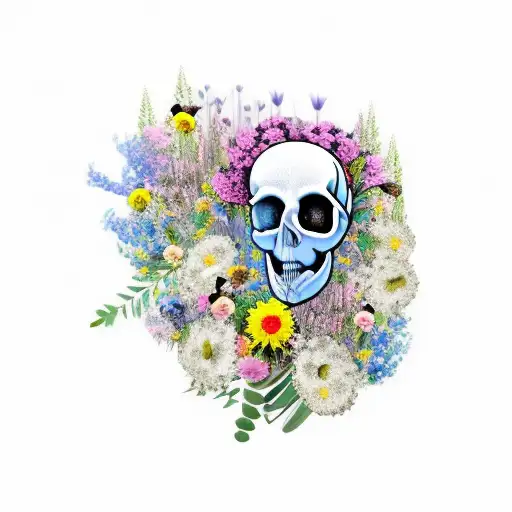 Horse Skull With Wild Flowers