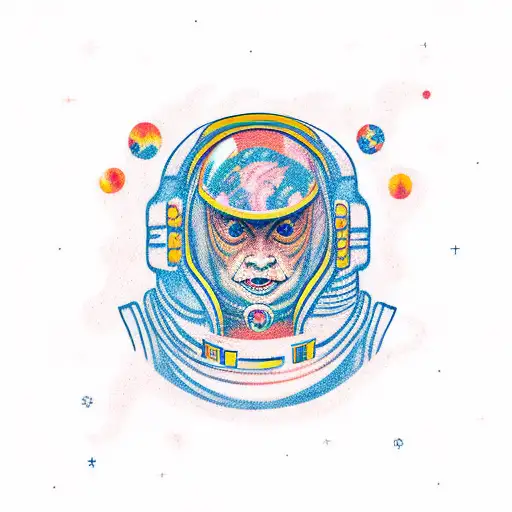 Astronaut And Half Oni Mask