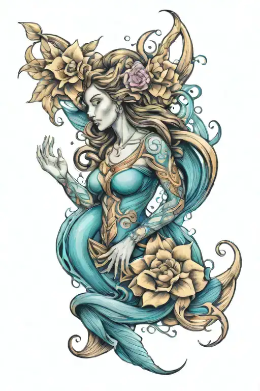 Aquarius Goddess Tattoo Design