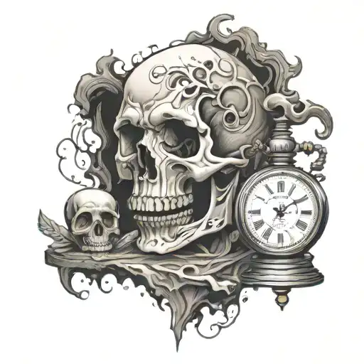 Bong Portrait Torn Skull Hourglass Darkness Smoke