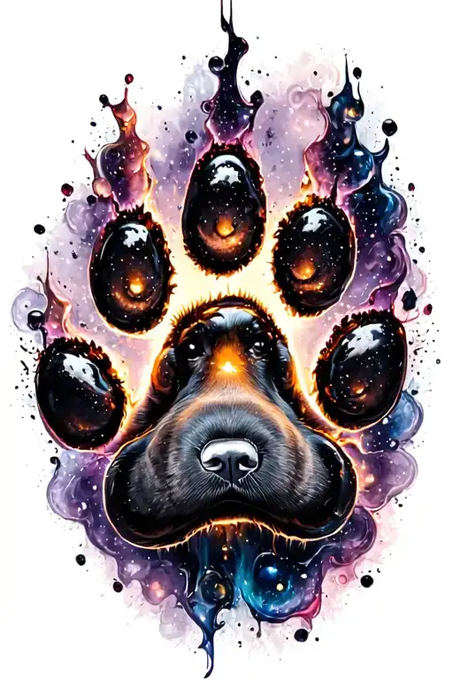 Dog Paw Print Surrounded By Dark Matter