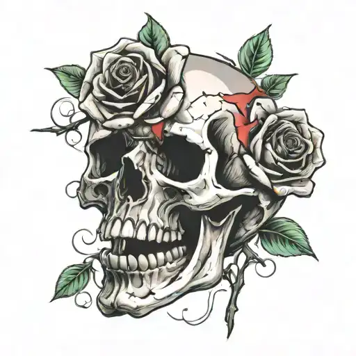 Skull And Rose Surrealism