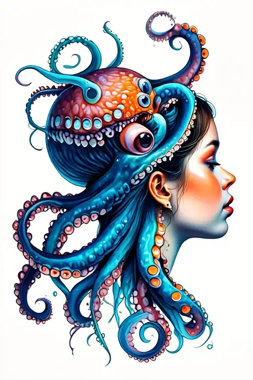 Octopus And Girl Side Profile