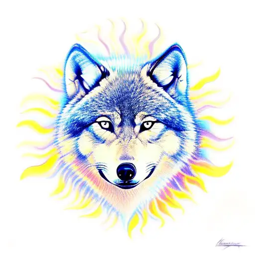 Sun With A Wolf In The Middle