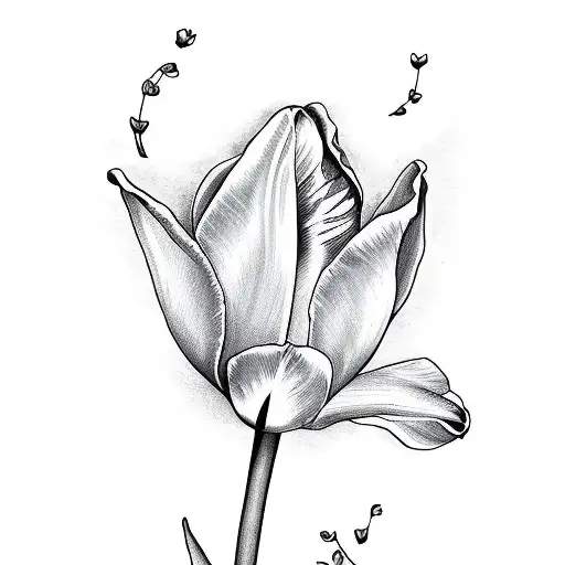 Tulip With Stem Saying I Love U