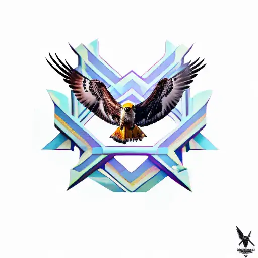 Hawk With Outstretched Wings And A Cross