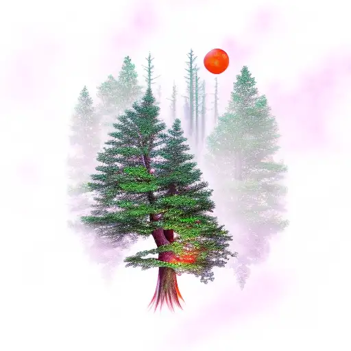 Rose And Pine Tree