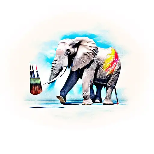 Elephant Holding Paintbrush