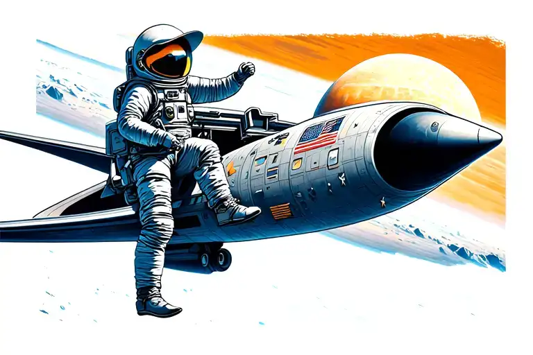 Cowboy Astronaut Riding A Saturn V