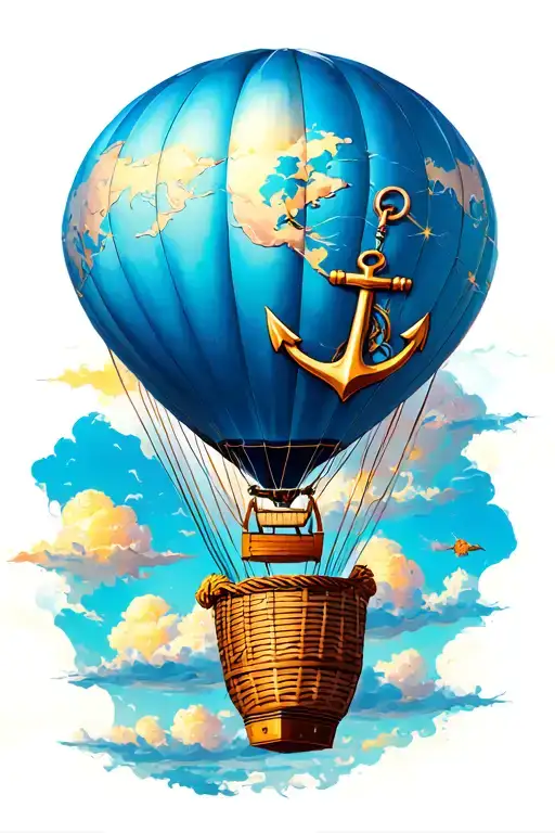 Hot Air Balloon With Anchor Instead Of Basket