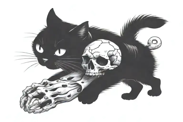 Cat Holding A Skull Made