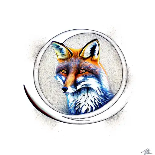 Fox With Crescent Moon