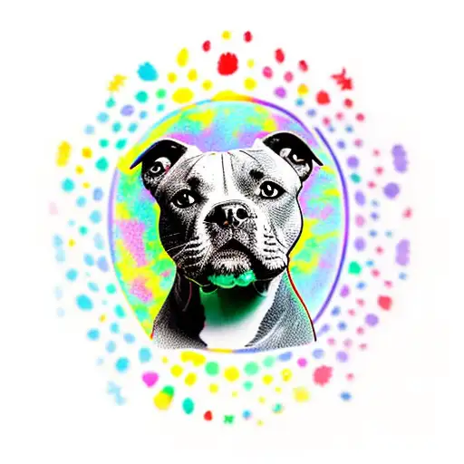 Staffordshire Bull Terrier Rainbow Pawprint