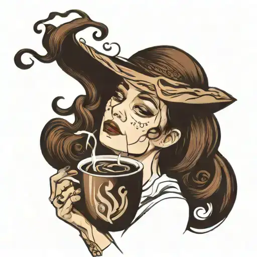 Coffee Painting And Woman