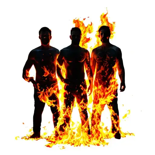 Four Men's Shadow In A Fire Surrounded