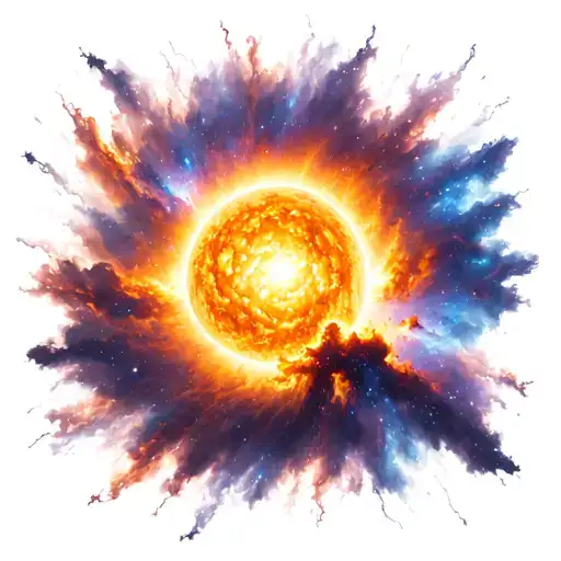 A Sun Going Supernova In The Middle Of A Nebula With Shock Waves