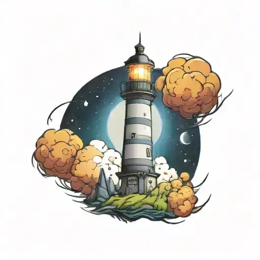 Cosmic Colorful Night Sky Lighthouse Spikes