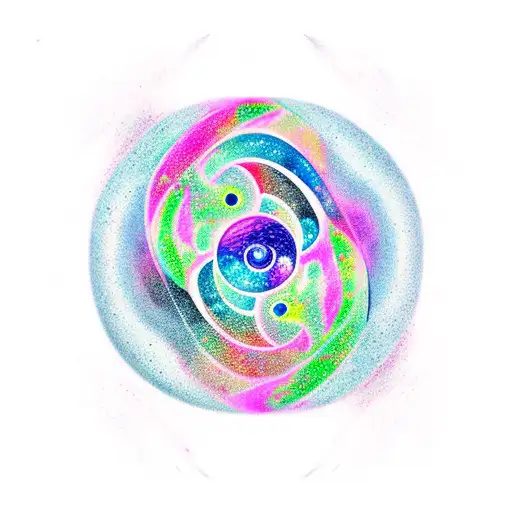 Space And Ocean Inside Ying Yang Symbol