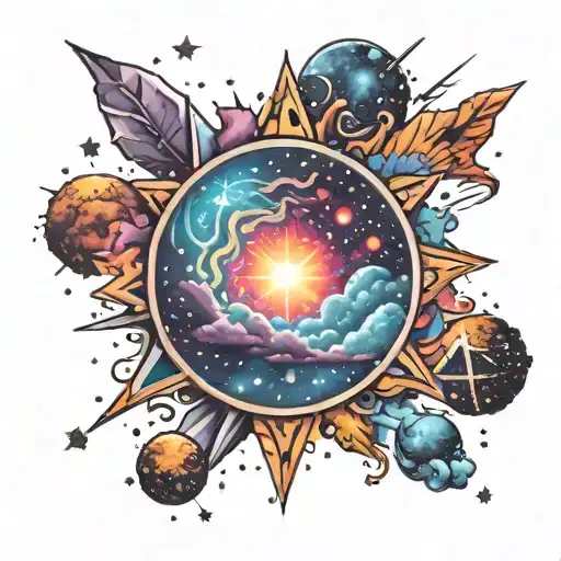 Cosmic Colorful Night Sky Background Looking Through Lens