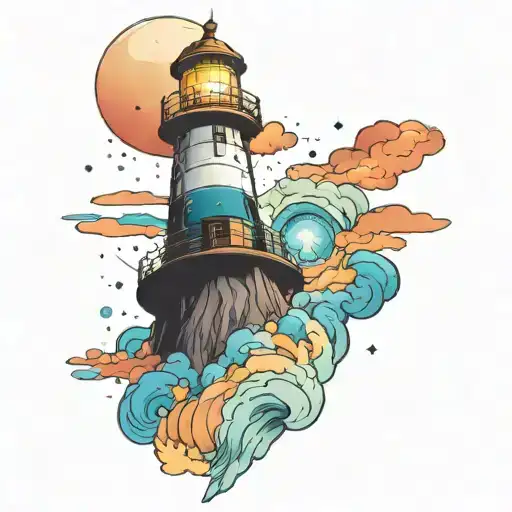 Cosmic Colorful Night Sky Lighthouse Spikes