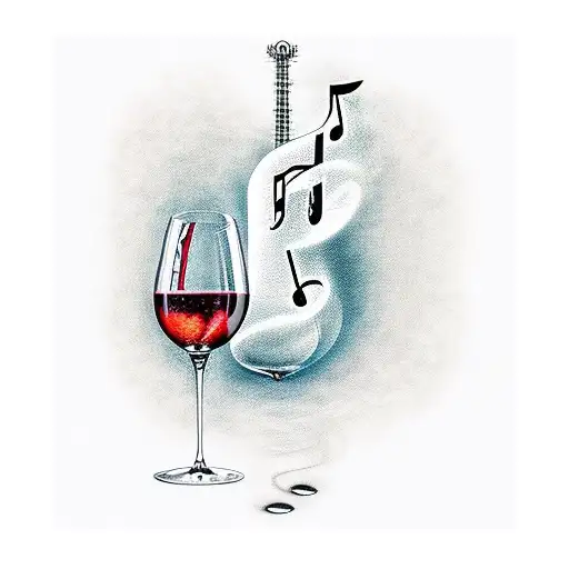 Wine Glass And Music Notes