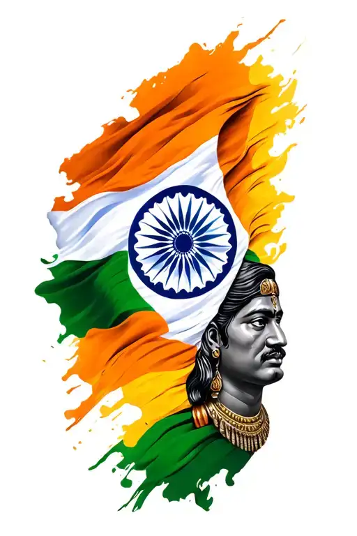 Indian Flag And Pandian Flag Mixed