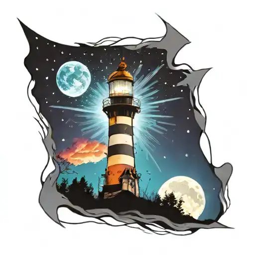 Cosmic Colorful Night Sky Lighthouse Spikes