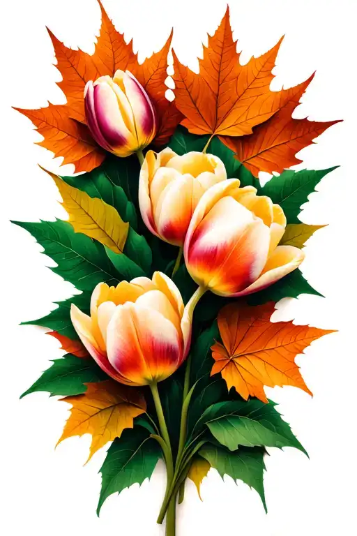 Maple Leaves And Tulips