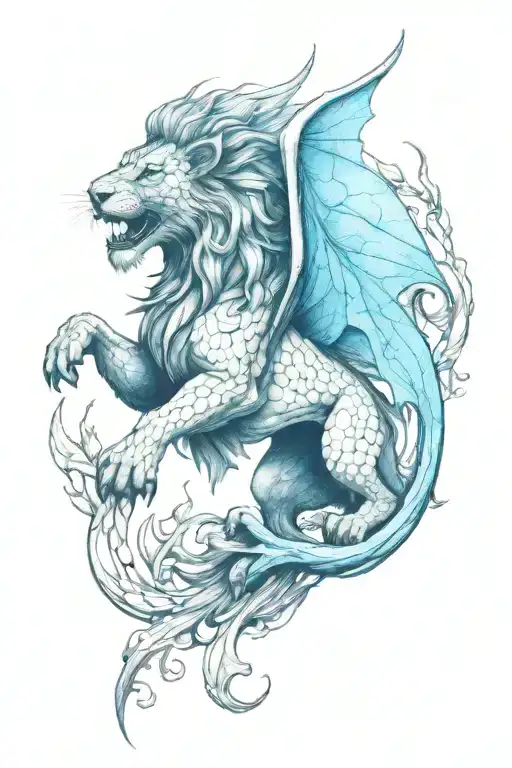 Half Lion Half Dragon Flying